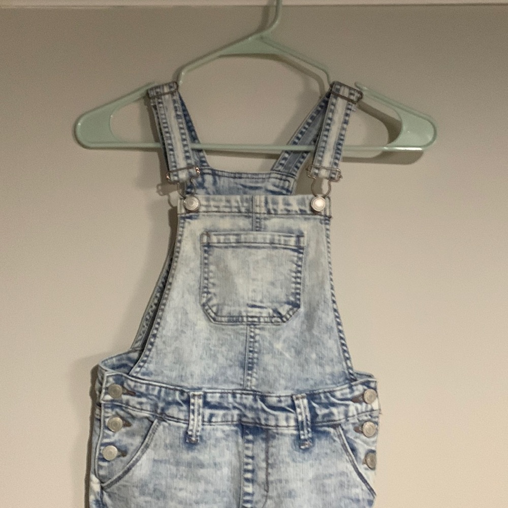Girls Sz 10 Light jean overalls distressed